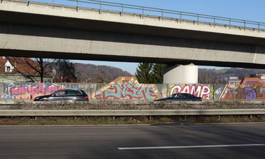 Graffiti Wall in Saarbrücken - Photo by crazyg - miagi, nein, camp1 (2013)