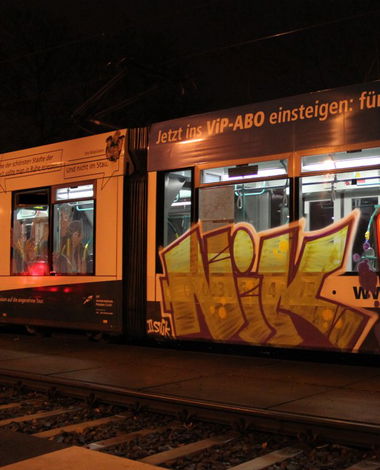Graffiti Train in Potsdam - Photo by daszimir - nik, tram, straßenbahn