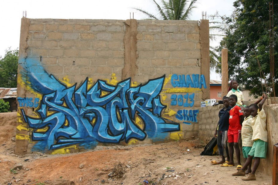 Graffiti Wall in Ghana - Photo by derabgraser - skaf, pms, cologne (2013)