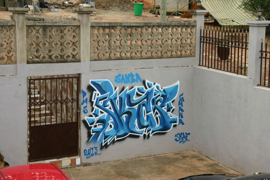 Graffiti Wall in Ghana - Photo by derabgraser - skaf, pms, ghana (2013)