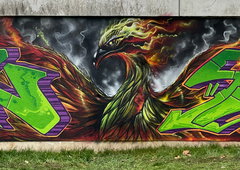 Graffiti Wall in Offenbach am main - Photo by diggin - komische, Vögel (2023)