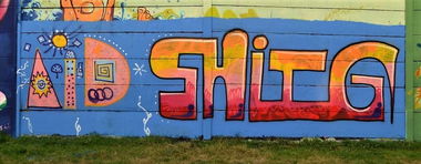 Graffiti Wall in Budapest - Photo by dirtyartterror - aid, shitg, dat (2016)