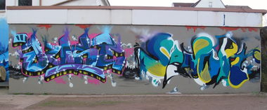 Graffiti Wall in Hamburg - Photo by doppeldee - juse781, sanor, ewa (2014)