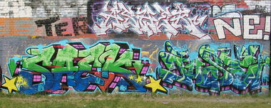 Graffiti Wall in Berlin - Photo by doppeldee - juse781, ewacrew, saek (2016)