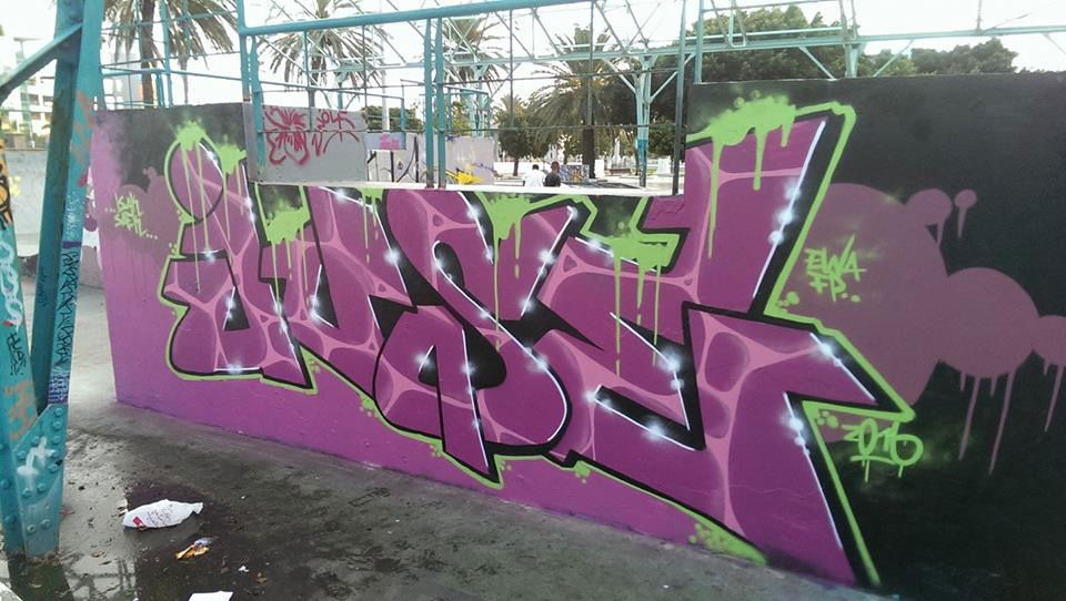 Graffiti Wall in Las palmas de gran canaria - Photo by doppeldee - juse781, ewacrew, fpak (2016)