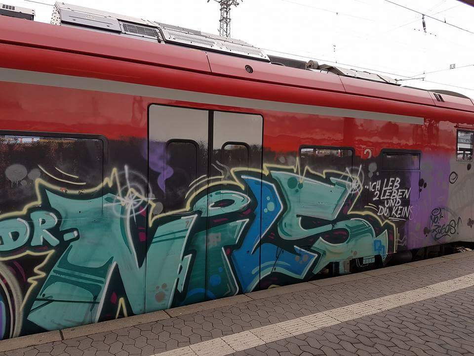 Graffiti Train in Nürnberg  - Photo by dripslover - dnsc, dns, nils (2016)