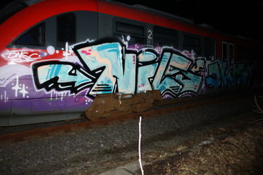 Graffiti Train in Chemnitz - Photo by dripslover - dnsc, hms, nils (2017)