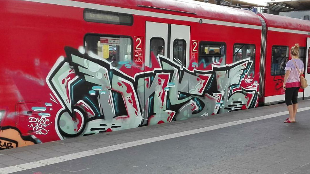 Graffiti Train in Heidelberg - Photo by dripslover - dns, dnsc, nils (2016)