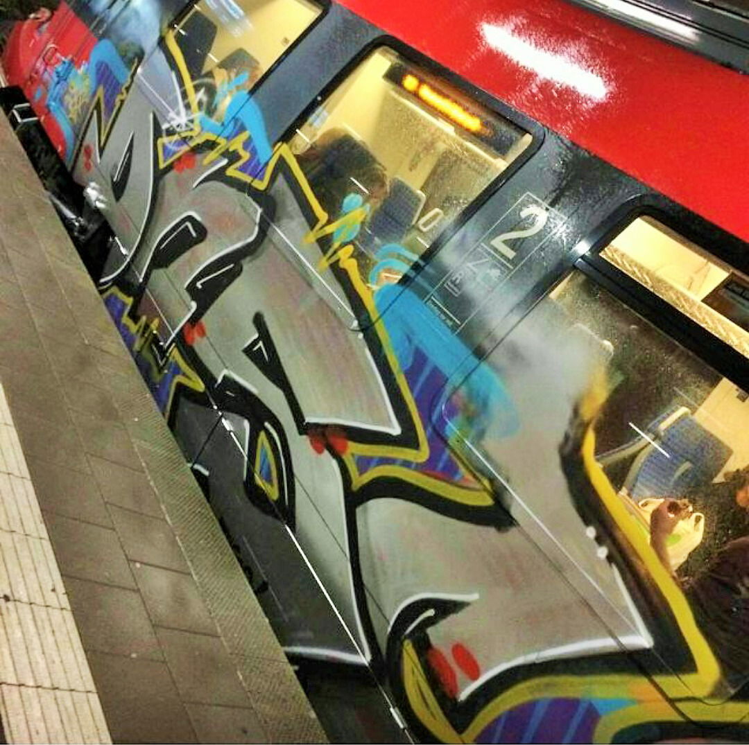 Graffiti Train in Nürnberg - Photo by dripslover - nils, dnsc, dns (2016)