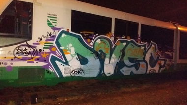 Graffiti Train in Plauen - Photo by dripslover - dnsc, dns, bigos (2016)