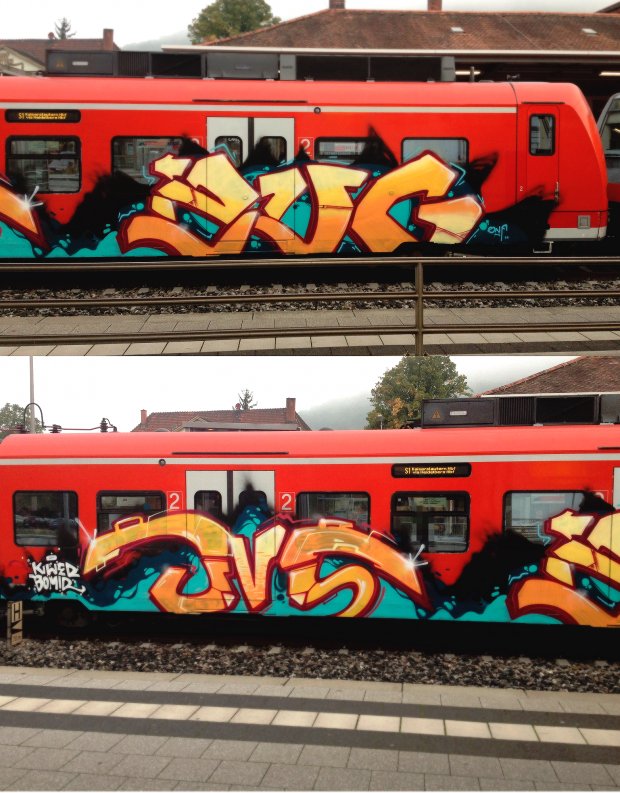 Graffiti Train - Photo by ehdualdefotz - zug, jvs, kiwer (2013)