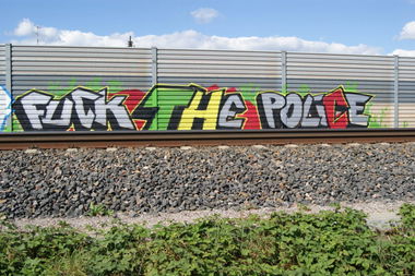 Graffiti Bombing - Photo by emilyerdbeere - fuck, the, police