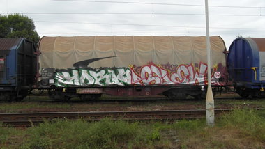 Graffiti Train - Photo by fr8pics - hork, blew, poland