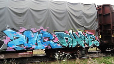 Graffiti Train - Photo by freightkilla - zouc, shae, graffiti