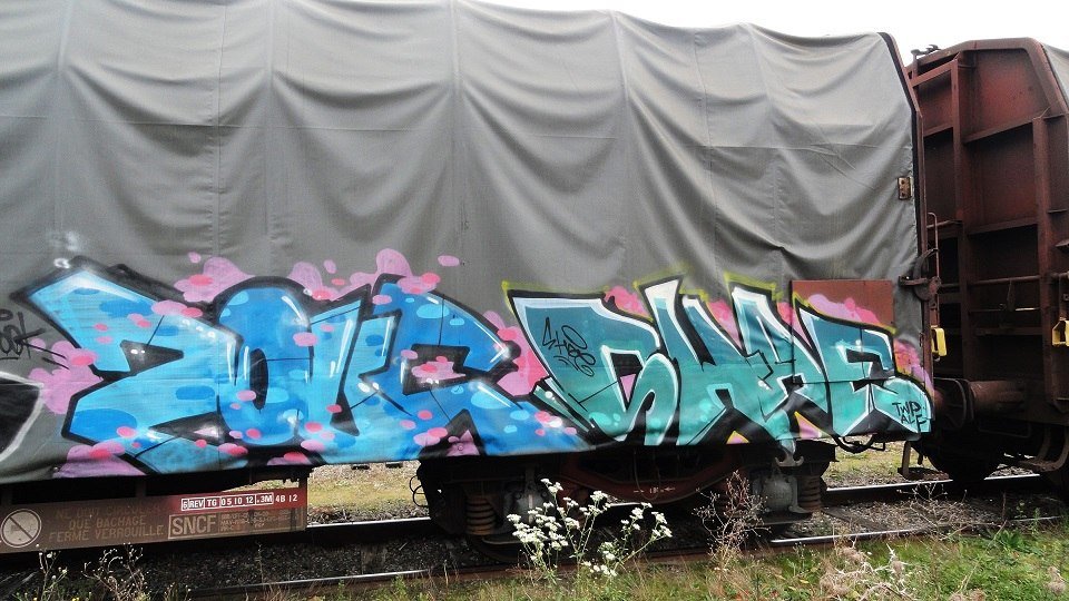 Graffiti Train - Photo by freightkilla - zouc, shae, graffiti