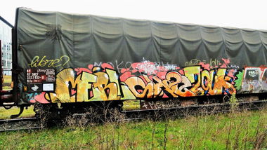 Graffiti Train - Photo by freightkilla - merl, shae, zouk (2014)