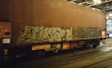 Graffiti Train in Rostock - Photo by freightraffic - mean, lasse, frght (2016)