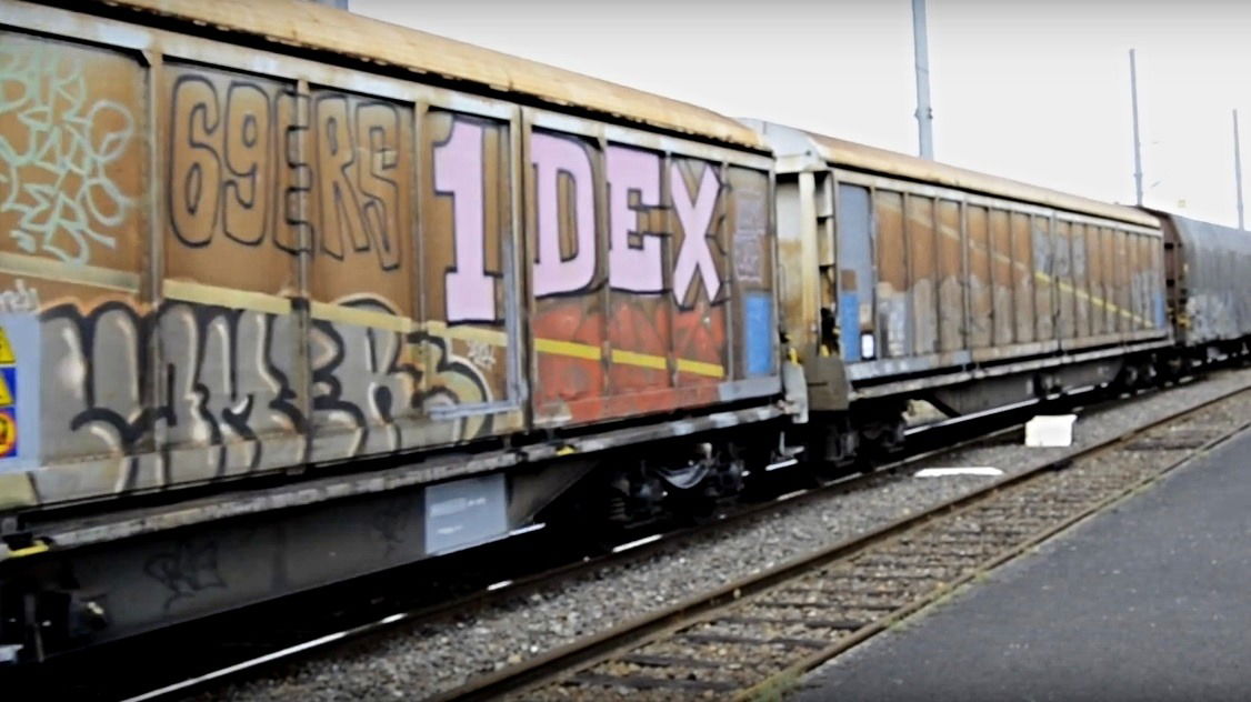 Graffiti Train in Besançon - Photo by freightraffic - lymer, 69ers, 1dex (2016)