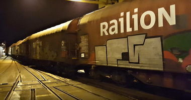 Graffiti Train in Rostock - Photo by freightraffic - ics, fr8, freight (2016)