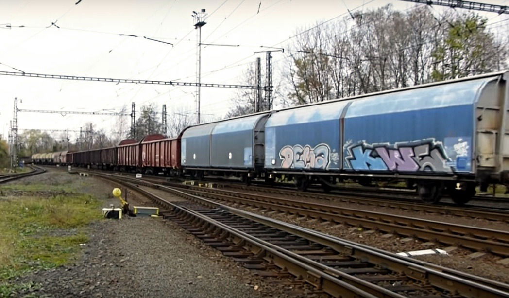 Graffiti Train in District of turčianske teplice - Photo by freightraffic - dema, kwe, fr8 (2017)