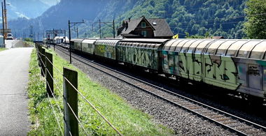 Graffiti Train in Gossau (sg) - Photo by freightraffic - wc, wholecar, freight (2017)