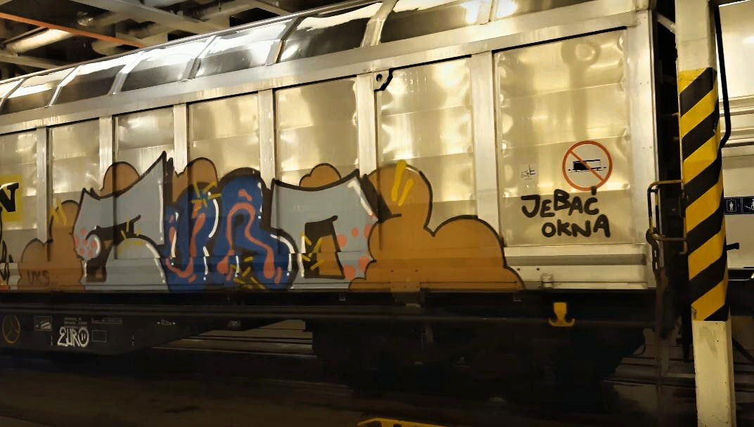 Graffiti Train in Rostock - Photo by freightraffic - euro, jebac, okna (2016)