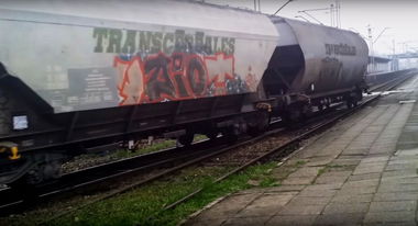 Graffiti Train in Skuteč - Photo by freightraffic - idiot, transcereales, freight (2016)