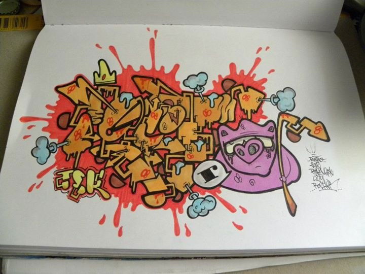 Graffiti Sketch - Photo by funkytoyshit - retro, schwein, bunt
