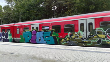 Graffiti Train - Photo by gartenzwerg - pigs, pigs, duo