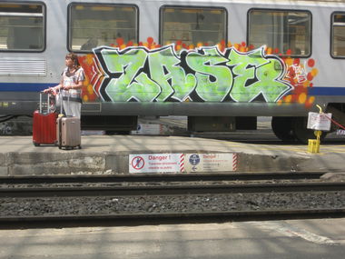 Graffiti Train - Photo by gartenzwerg - Zase, Train, France