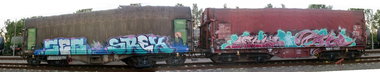 Graffiti Train in Gera - Photo by geracity - Ser, Srek, Aphok (2011)