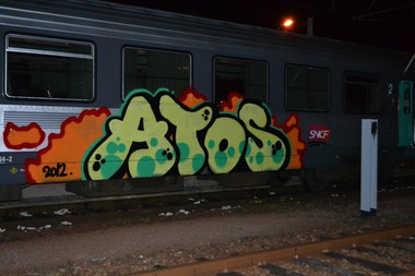 Graffiti Train in La Celle-sous-Gouzon - Photo by geracity - Atos (2012)