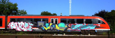 Graffiti Train in Gera - Photo by geracity - over, tekno, grino
