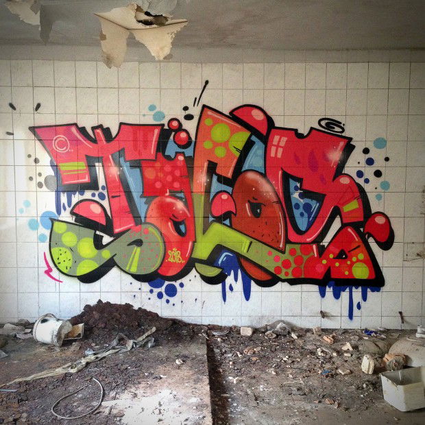 Graffiti Wall in Halle Saale - Photo by goodhuman - tacos, ksm, halle (2013)