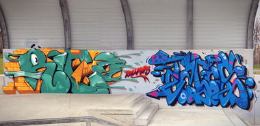 Graffiti Wall - Photo by goodhuman - tacos, rico79, halle (2014)