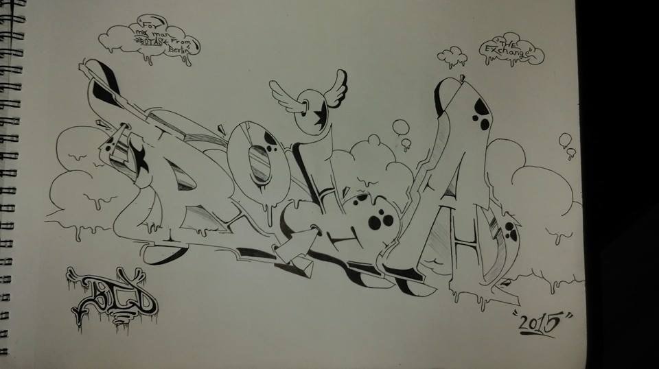 Graffiti Sketch in Vadodara - Photo by graffisid - blackbook, sid, boia (2015)