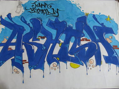 Graffiti Sketch in Vadodara - Photo by graffisid - bday, blackbook, sid (2014)