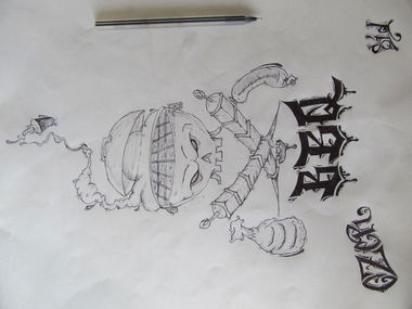 Graffiti Sketch in Vadodara - Photo by graffisid - sid, B.B.Q, ozer (2014)