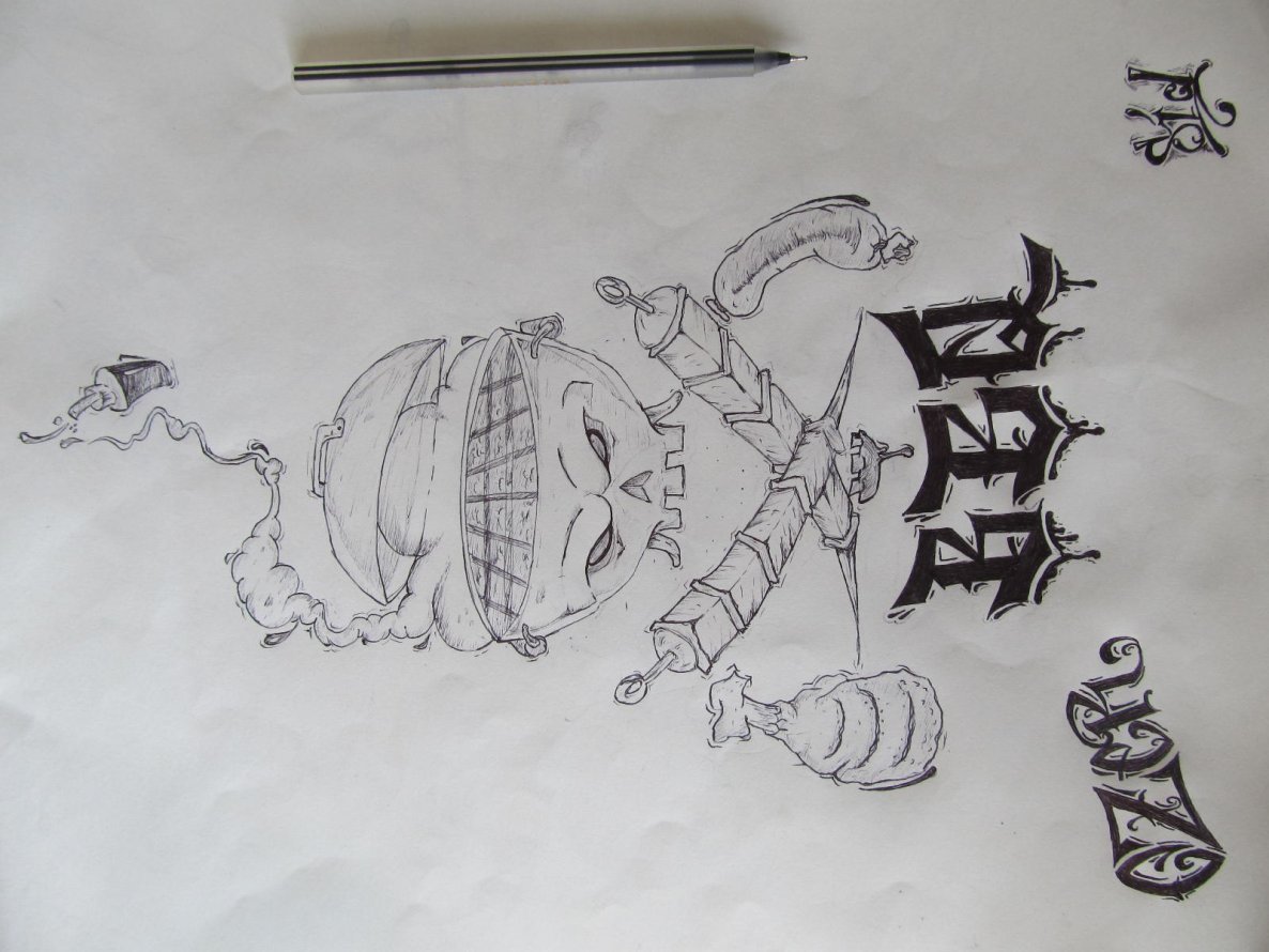 Graffiti Sketch in Vadodara - Photo by graffisid - sid, B.B.Q, ozer (2014)