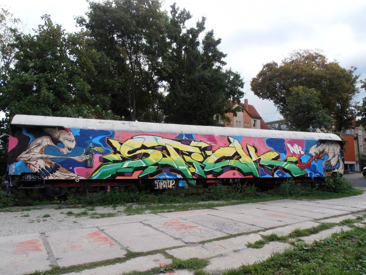 Graffiti Train in Jena - Photo by hainz107 - stick, diro