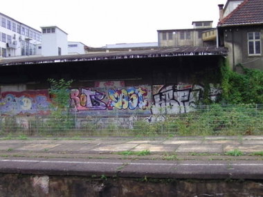 Graffiti Bombing in Jena - Photo by hainz107 - ewok, rots, most
