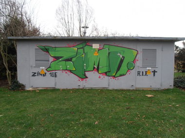 Graffiti Wall in Pössneck - Photo by hainz107 - zimd, 186, r.i.p.