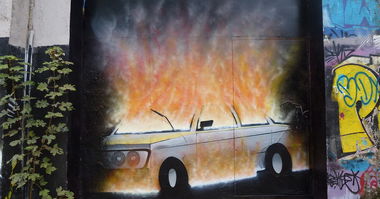 Graffiti Wall in Tarbes - Photo by heaks65 - burning, car, 65ers (2016)