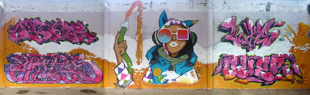 Graffiti Wall in Lannemezan - Photo by heaks65 - DTK, Wallbusters, 65ERS (2017)