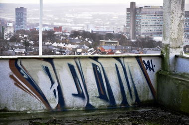Graffiti Bombing in Sheffield - Photo by hedley
