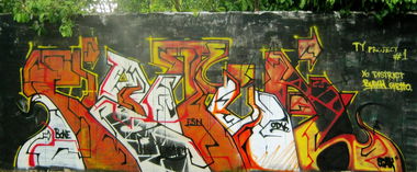 Graffiti Wall - Photo by hf_sqak - Hf, Sqak, Esnyotigo (2013)