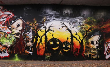 Graffiti Wall - Photo by huckleMary - graffiti, tree, streetart (2018)