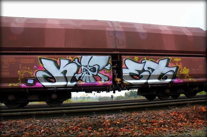 Graffiti Train in Germany - Photo by iPuke - hmb, qws, duisburg