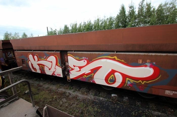 Graffiti Train in Germany - Photo by iPuke - hmb, qws, duisburg