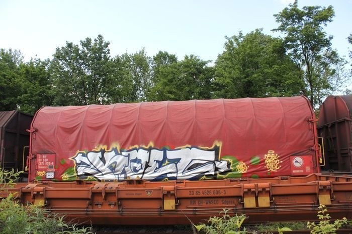 Graffiti Train in Germany - Photo by iPuke - hmb, qws, duisburg